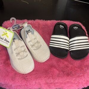 NWT First Steps Toddler Boy Water Shoes and Wonder Nation Slide Sandler with e